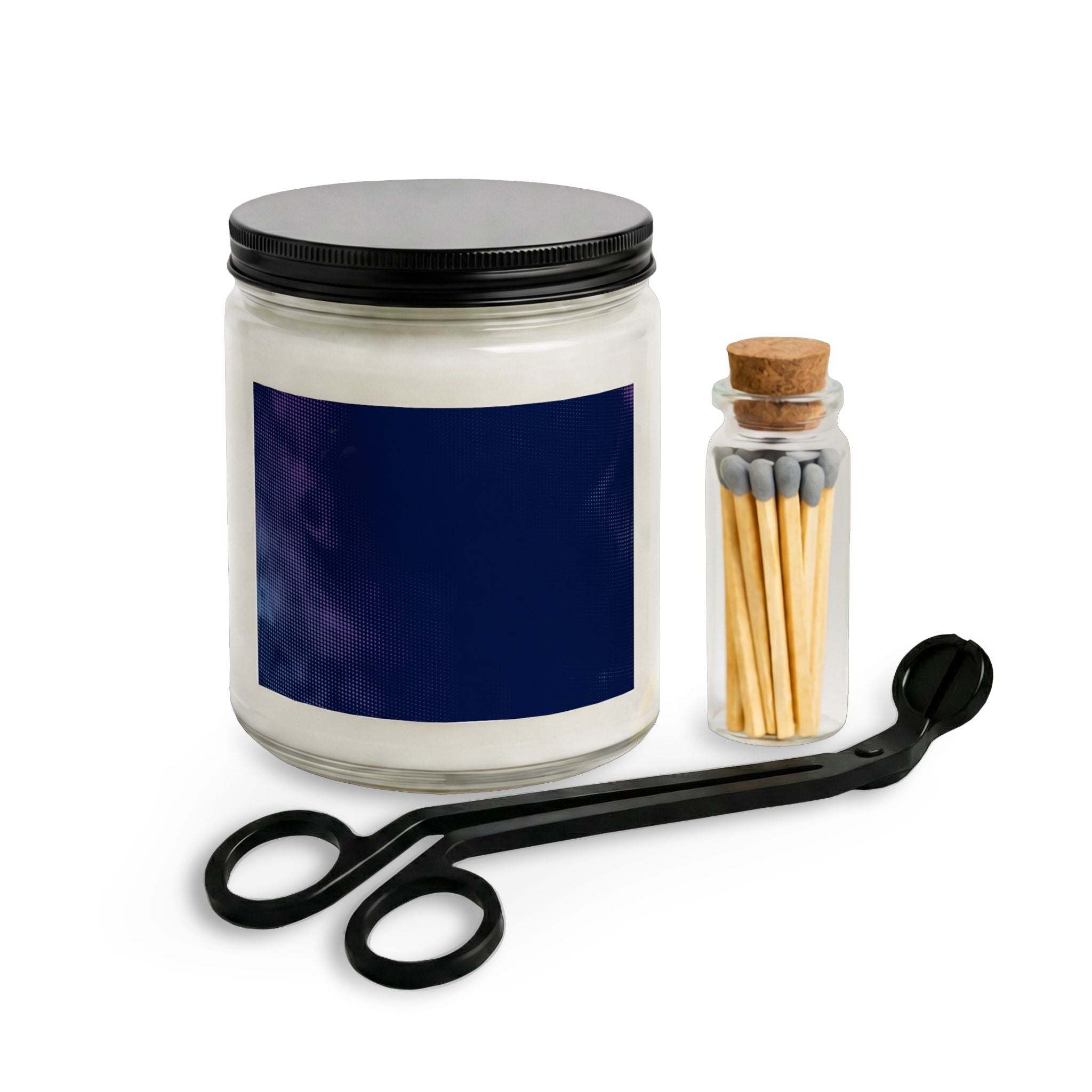 Soy Candle Gift Set with Matches & Wick Trimmer — Midnight Scented Jar