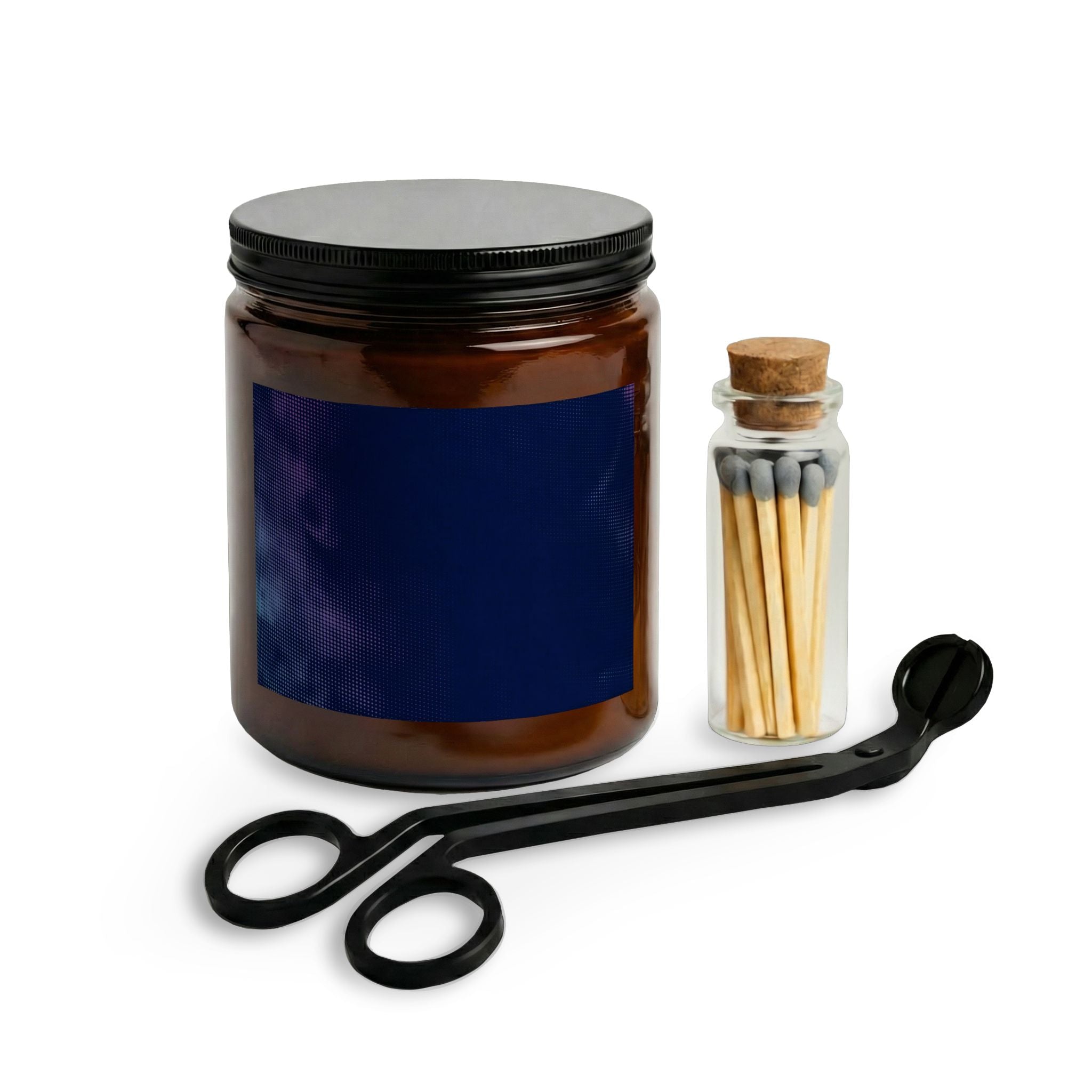 Soy Candle Gift Set with Matches & Wick Trimmer — Midnight Scented Jar