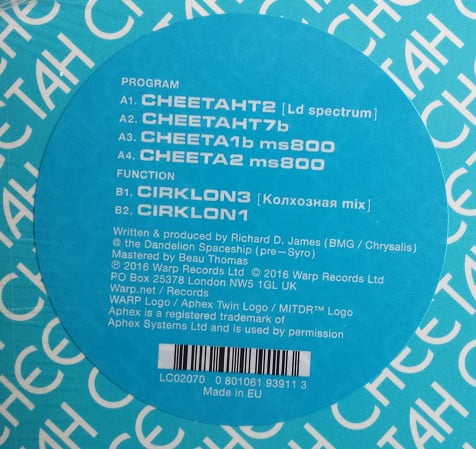 Aphex Twin - Cheetah EP | Mint (M) Mint (M)