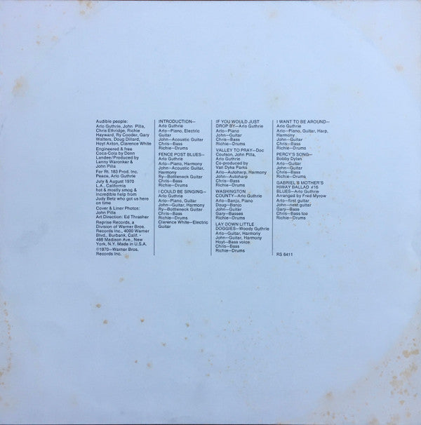 Arlo Guthrie - Washington County | Near Mint (NM) Very Good Plus (VG+)