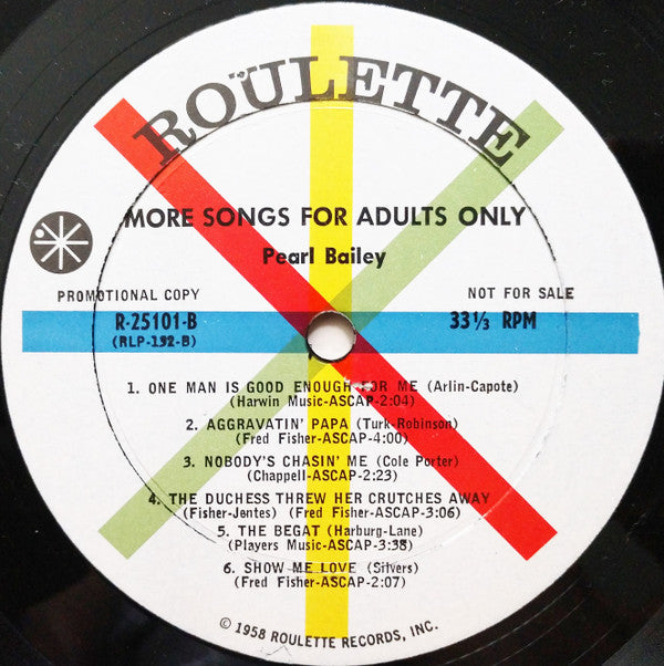 Pearl Bailey - More Songs For Adults Only | Excellent (EX) Very Good Plus (VG+)