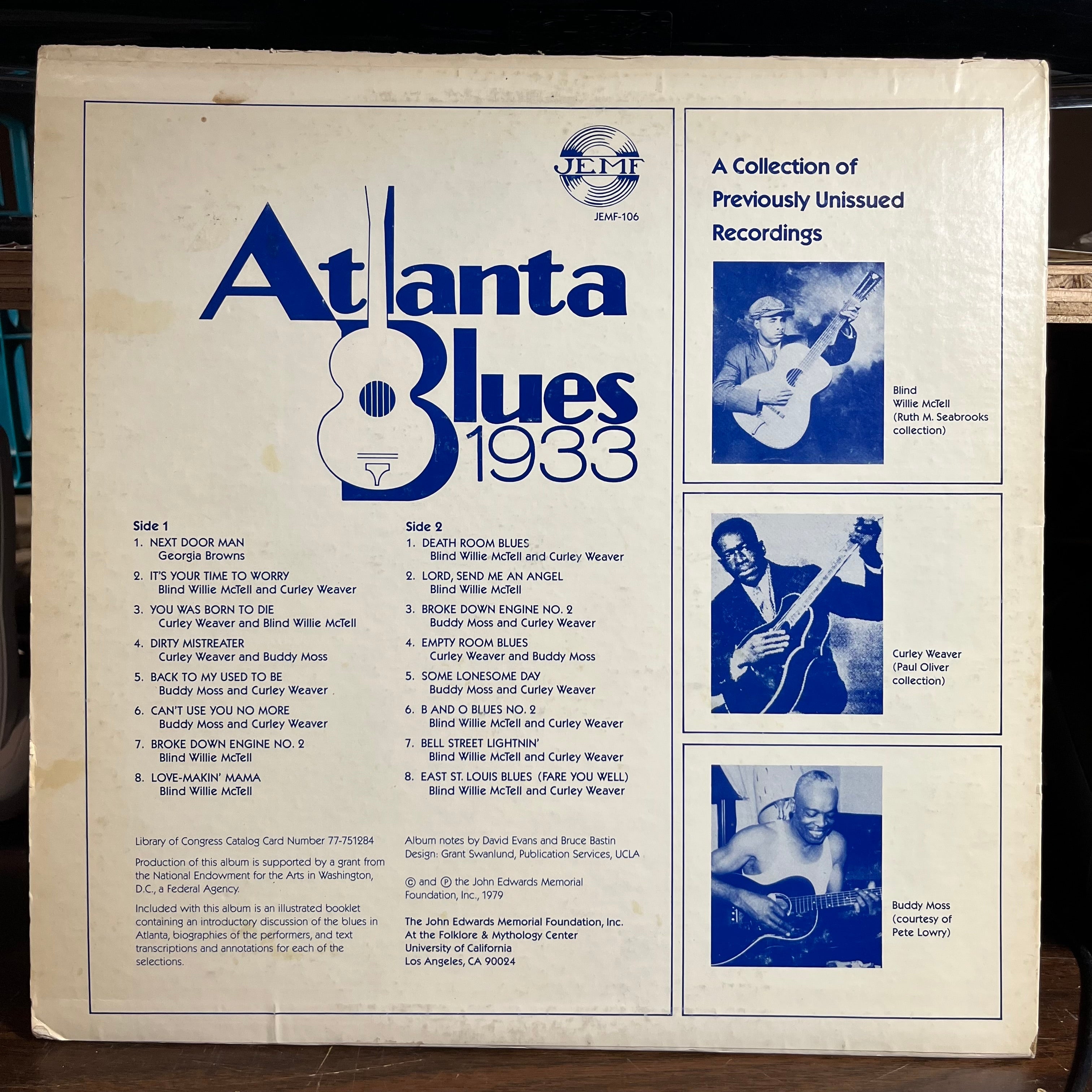Blind Willie McTell - Atlanta Blues 1933 (VINYL) | Excellent (EX) Very Good Plus (VG+)