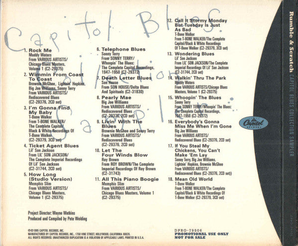 Various - Rumble & Scratch: Capitol Blues Collection Sampler (CD) | Near Mint (NM) Near Mint (NM)