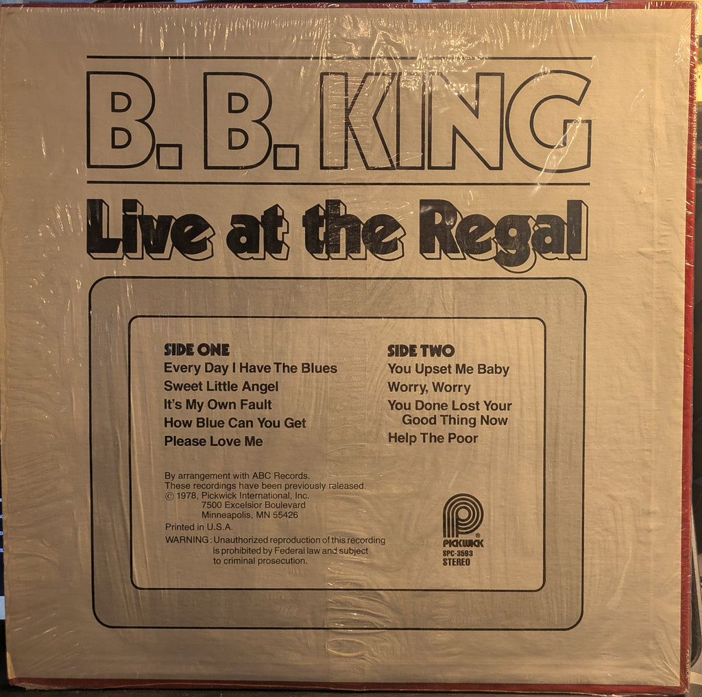 B.B. King - Live At The Regal (VINYL) | Very Good Plus (VG+) Near Mint (NM)