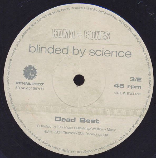 Koma & Bones - Blinded By Science (2xVINYL / RECORDS 2&3 ONLY) | Near Mint (NM or M-) Generic