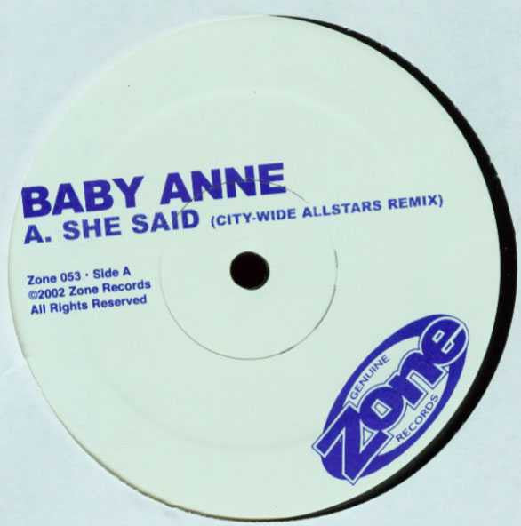 DJ Baby Anne - She Said (City-Wide Allstars Remix) / Transmitter: On | Very Good Plus (VG+) Generic