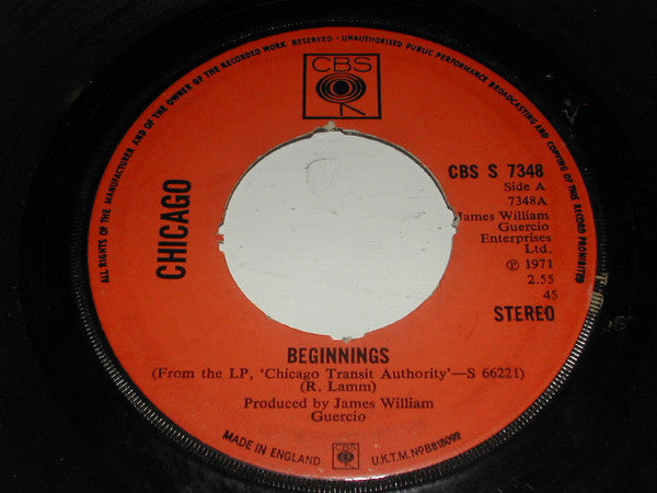 Beginnings / Colour My World | Very Good (VG) Very Good Plus (VG+)