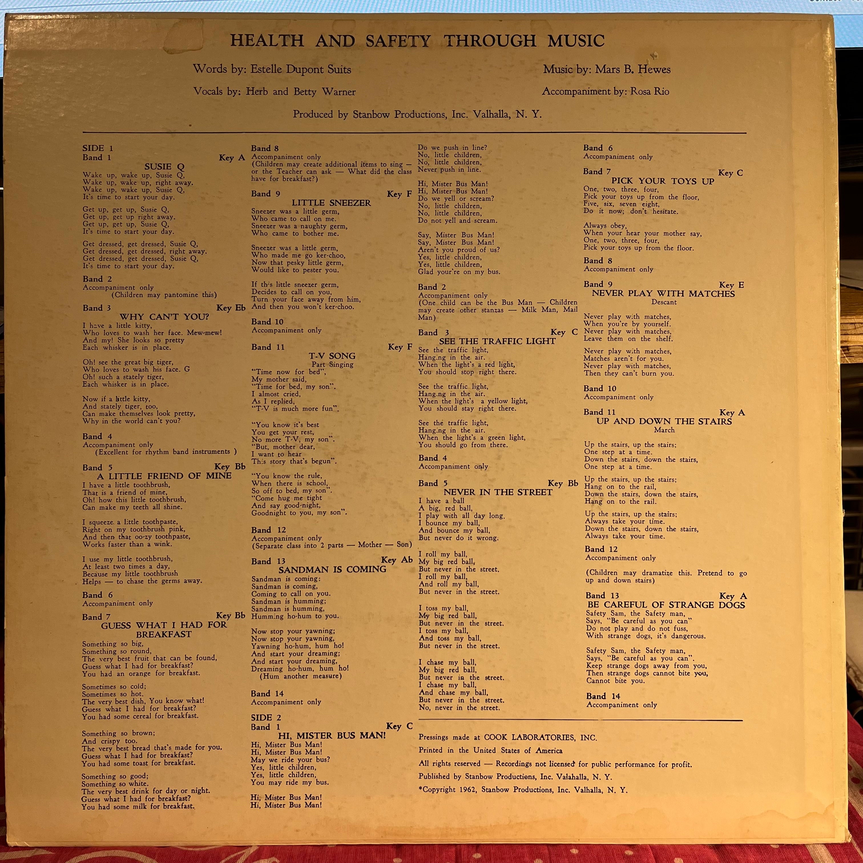 Health & Safety Through Music | Near Mint (NM) Excellent (EX)