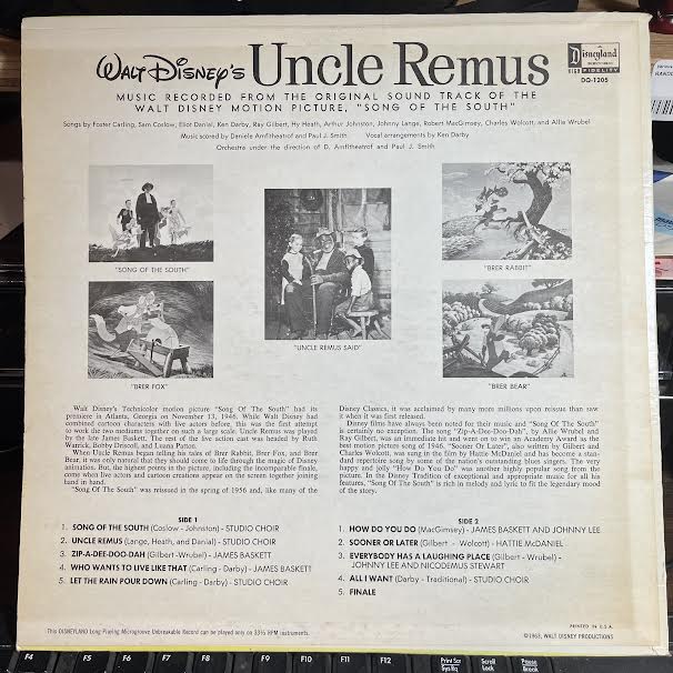 Various - All The Songs From Walt Disney's Uncle Remus (VINYL) | Near Mint- (NM-)