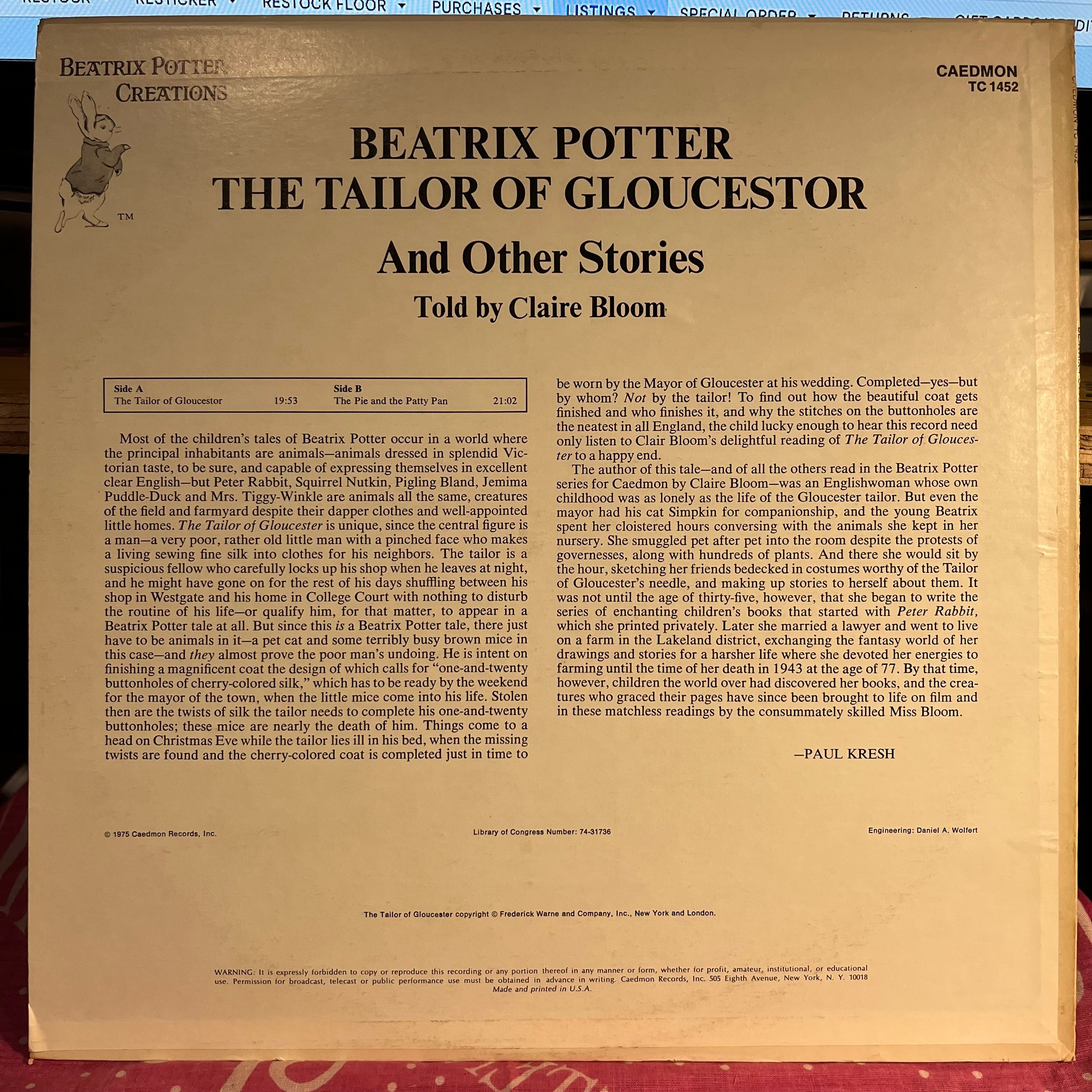 Claire Bloom - The Tailor Of Gloucester And Other Stories | Near Mint (NM) Excellent (EX)