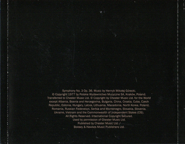 Symphony No. 3 (Symphony Of Sorrowful Songs) Op. 36 (CD) | Mint (M) Mint (M)