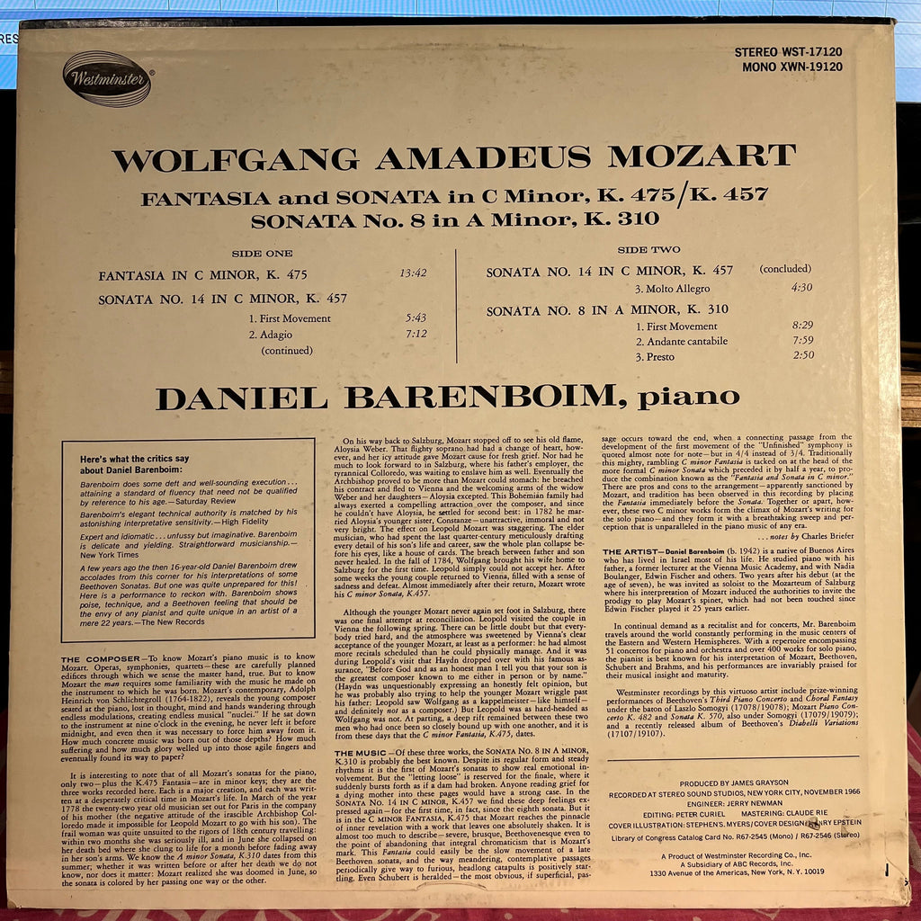 Fantasia In C Minor, K.475; Sonata In C Minor, K.457 (No.14); Sonata In A Minor, K.310 (No.8) | Excellent (EX) Excellent (EX)