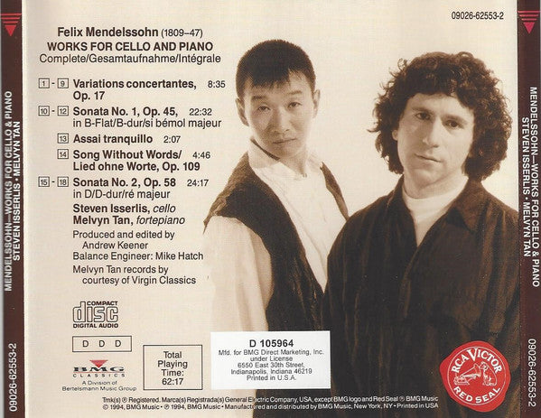 Works For Cello And Piano, Complete (CD) | Excellent+ (EX+) Near Mint (NM)