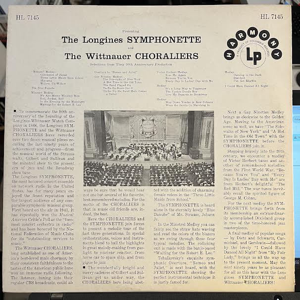 The Longines Symphonette And The Wittnauer Choraliers Selections (VINYL) | Excellent+ (EX+)