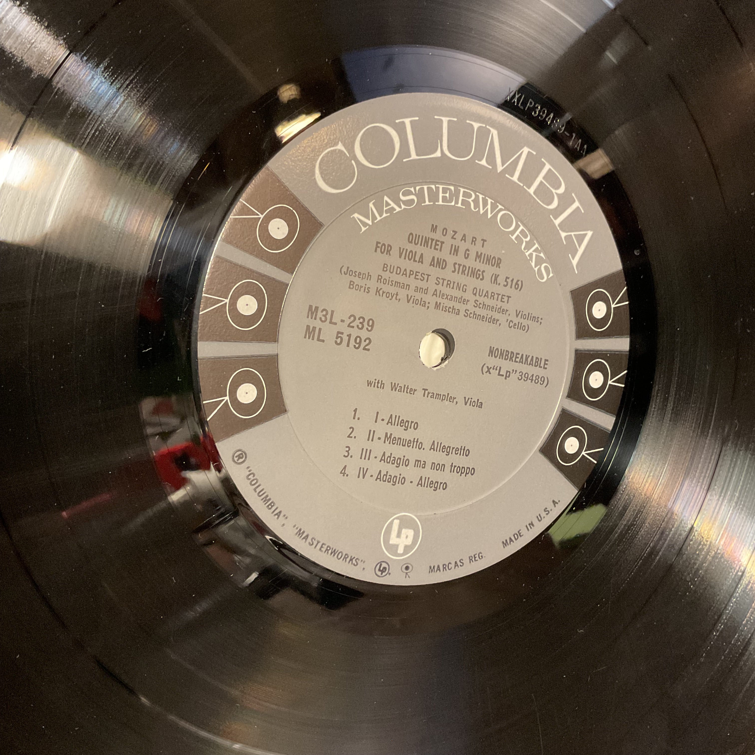 Wolfgang Amadeus Mozart - Quintet For Viola And Strings In C Major, K. 515 (VINYL) | Excellent+ (EX+) Near Mint (NM)
