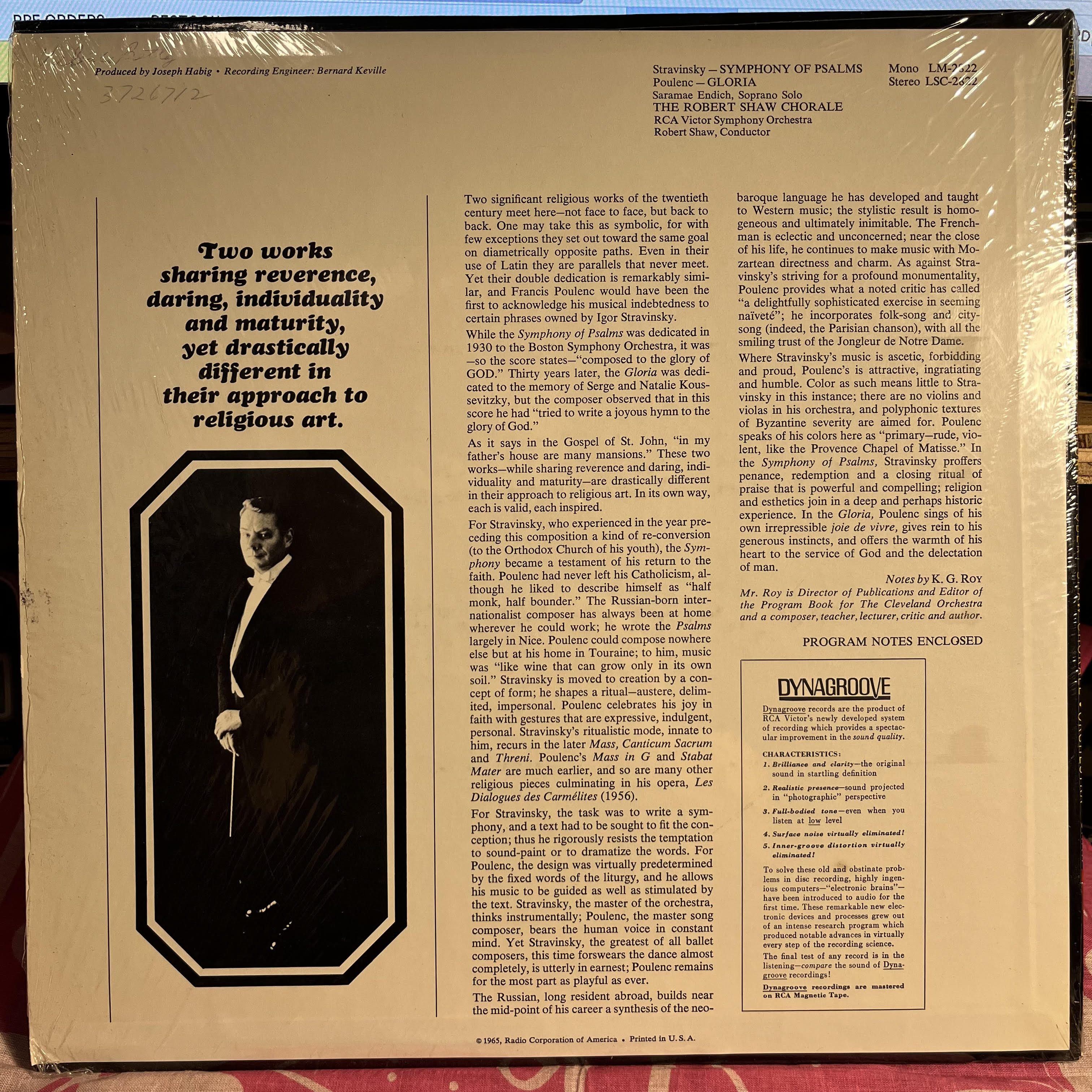 Igor Stravinsky - Symphony Of Psalms / Gloria *SHRINK* | Excellent (EX) Near Mint (NM)