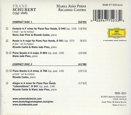 Franz Schubert - «Résonance De L'Originaire» Music For Piano Four Hands (CD) | Near Mint (NM) Excellent+ (EX+)