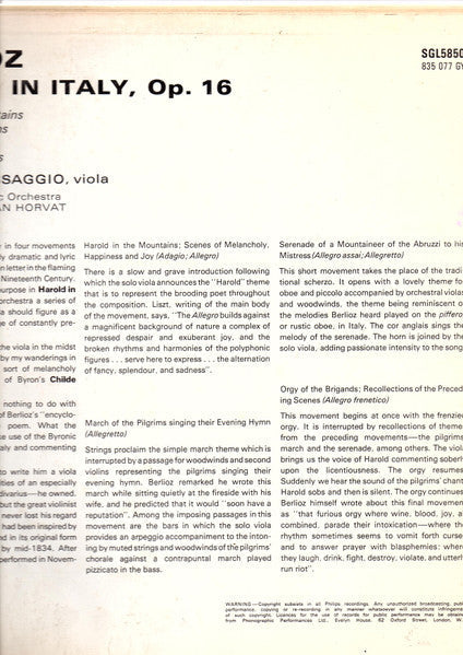 Harold In Italy, Op. 16 *UK* | Excellent (EX) Near Mint (NM)