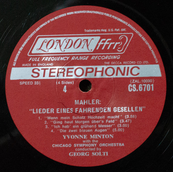 Gustav Mahler - Symphony No. 6 / Songs Of A Wayfarer | Excellent (EX) Very Good Plus (VG+)