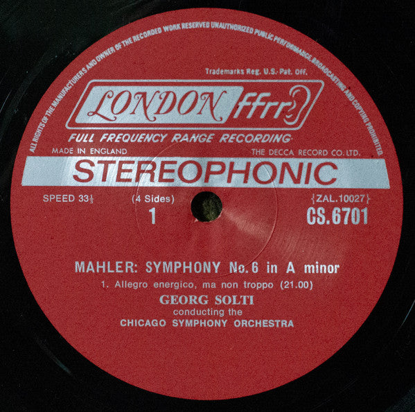 Gustav Mahler - Symphony No. 6 / Songs Of A Wayfarer | Excellent (EX) Very Good Plus (VG+)