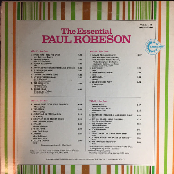 Paul Robeson - The Essential Paul Robeson (2xVINYL) | Excellent (EX) Excellent+ (EX+)