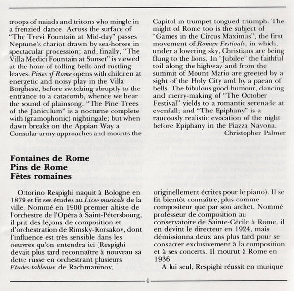 Ottorino Respighi - Pines Of Rome • Fountains Of Rome • Feste Romane (CD) | Near Mint (NM) Near Mint (NM)