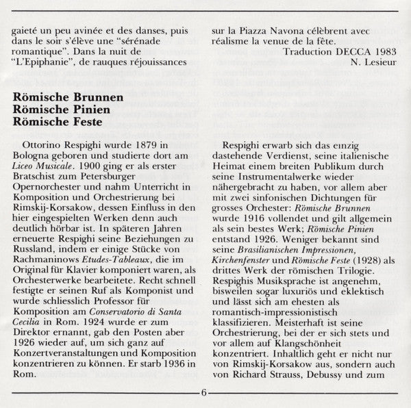 Ottorino Respighi - Pines Of Rome • Fountains Of Rome • Feste Romane (CD) | Near Mint (NM) Near Mint (NM)