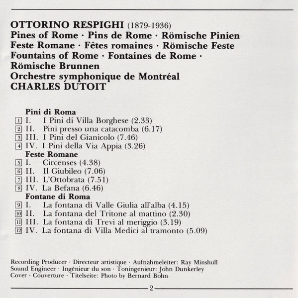 Ottorino Respighi - Pines Of Rome • Fountains Of Rome • Feste Romane (CD) | Near Mint (NM) Near Mint (NM)