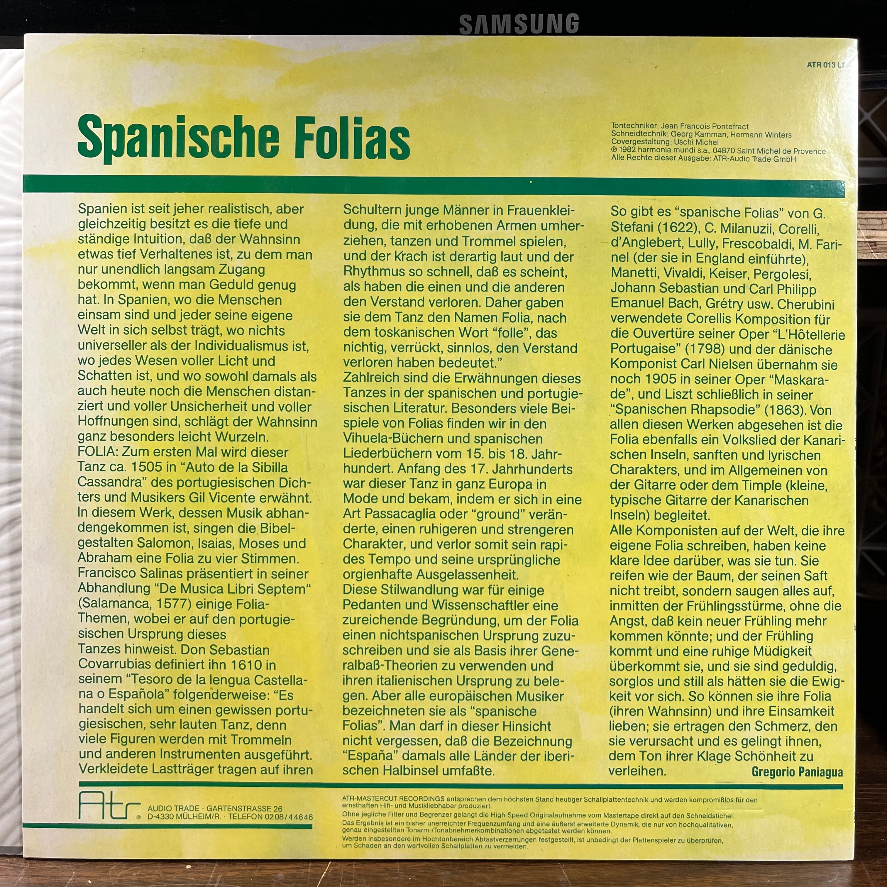La Folia De La Spagna (VINYL) | Near Mint (NM or M-) Near Mint (NM)