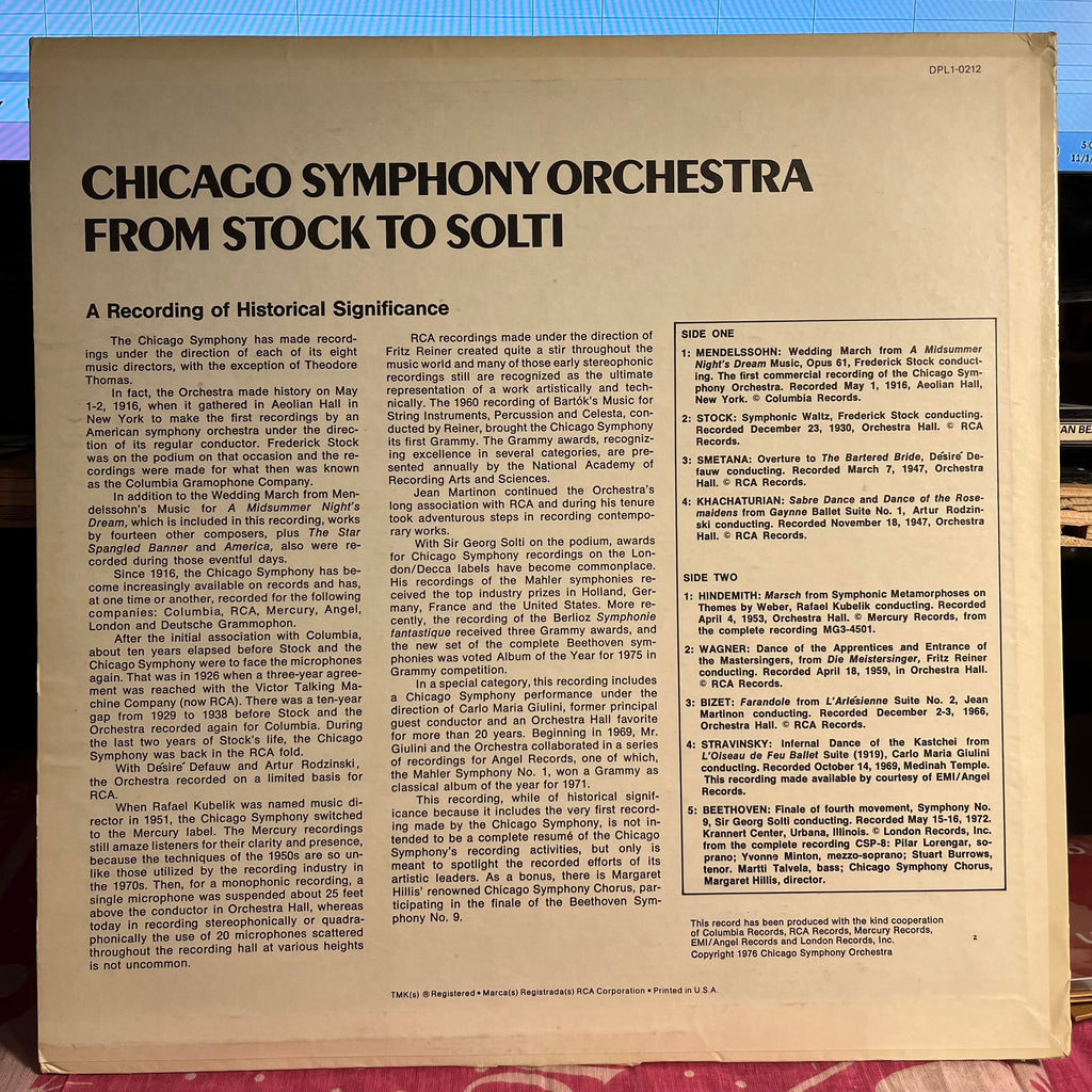 Chicago Symphony Orchestra - From Stock To Solti - A Recording Of Historical Significance | Near Mint (NM) Excellent (EX)