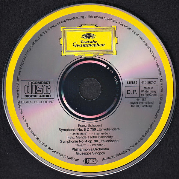 Schubert: Symphony No.8 "Unfinished" / Mendelssohn: Symphony No.4 "Italian" (CD) | Near Mint (NM) Near Mint (NM)