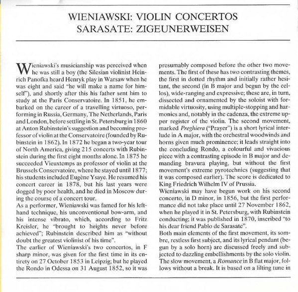 Violin Concertos Nos. 1 & 2, Zigeunerweisen (CD) | Near Mint (NM) Near Mint (NM)