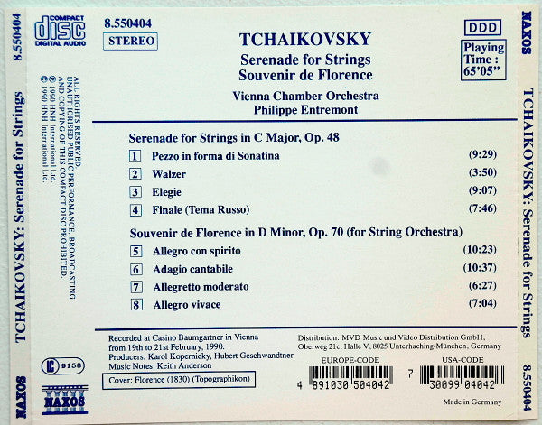 Pyotr Ilyich Tchaikovsky - Serenade For Strings / Souvenir De Florence (CD) | Near Mint (NM) Near Mint (NM)