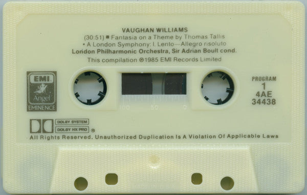Ralph Vaughan Williams - Fantasia On A Theme By Thomas Tallis • A London Symphony (Symphony No. 2) (CASS) | Near Mint (NM) Near Mint (NM)