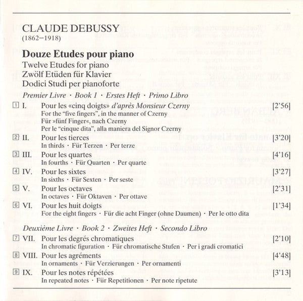 Claude Debussy - Debussy: 12 Etudes / Berg: Sonate Op. 1 (CD) | Near Mint (NM)