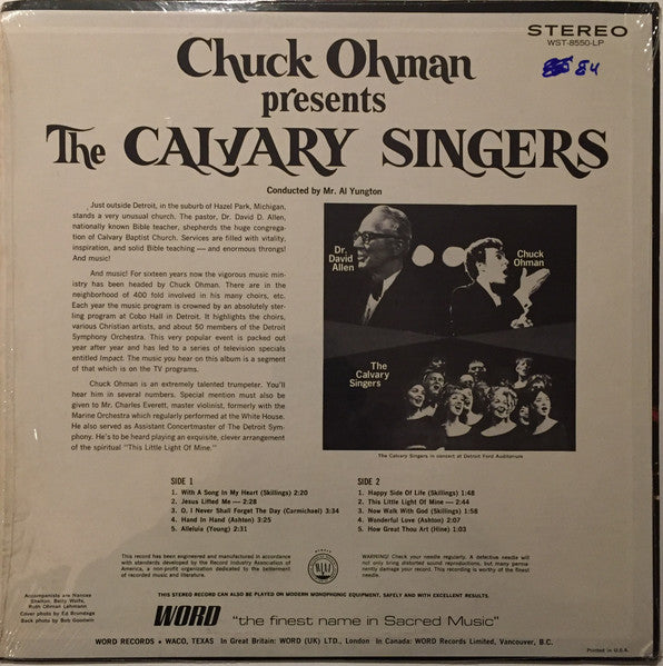 Chuck Ohman - Chuck Ohman Presents The Calvary Singers (VINYL) | Near Mint (NM) Near Mint (NM)