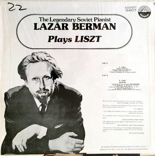 Lazar Berman - The Legendary Soviet Pianist Lazar Berman Plays Liszt | Near Mint (NM) Near Mint (NM)
