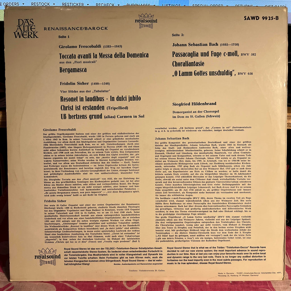 Die Alte Orgel Im Dom Zu St. Gallen/Schweiz | Near Mint (NM) Near Mint (NM)