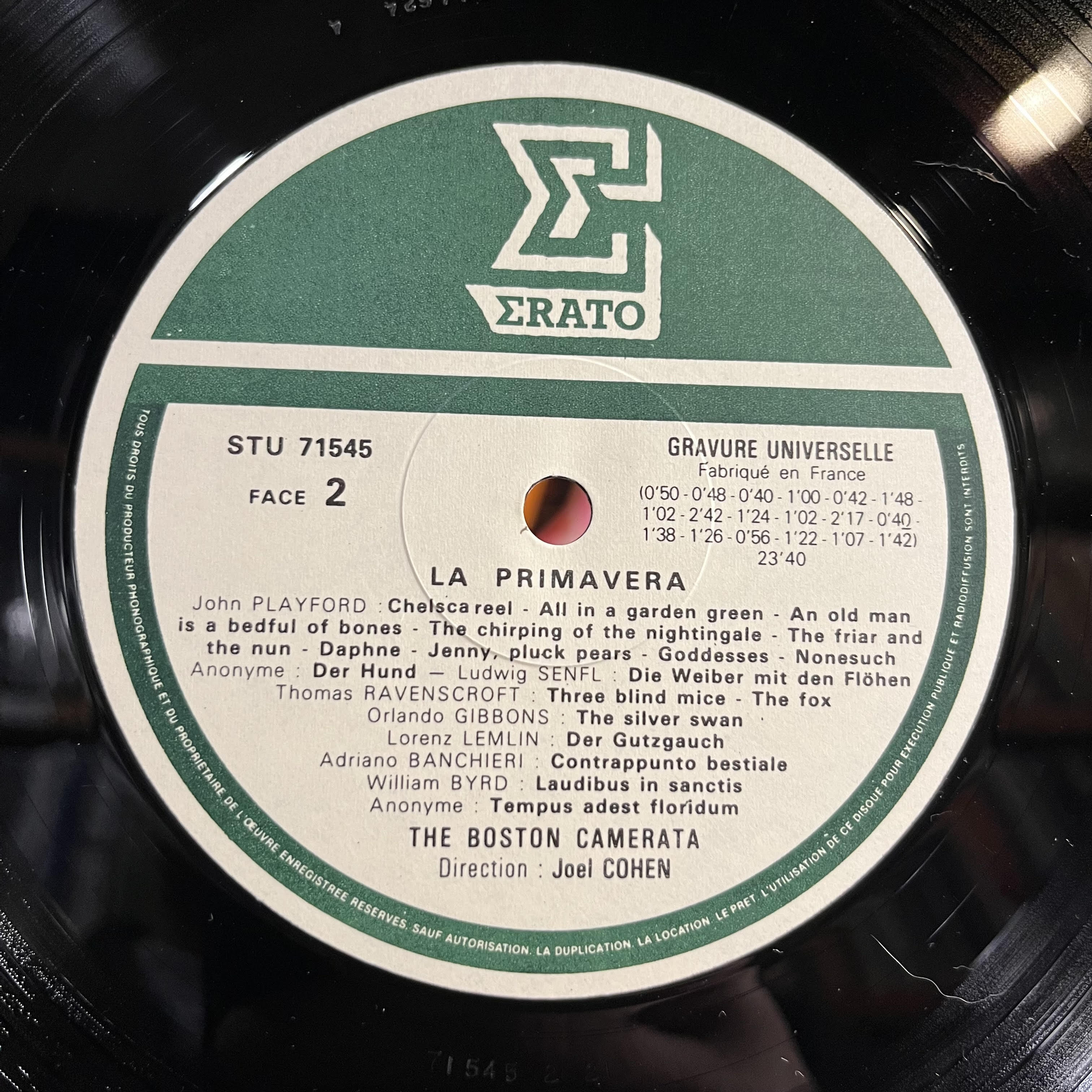 Boston Camerata - La Primavera (La Nature Dans La Musique De La Renaissance) | Near Mint (NM) Near Mint (NM)