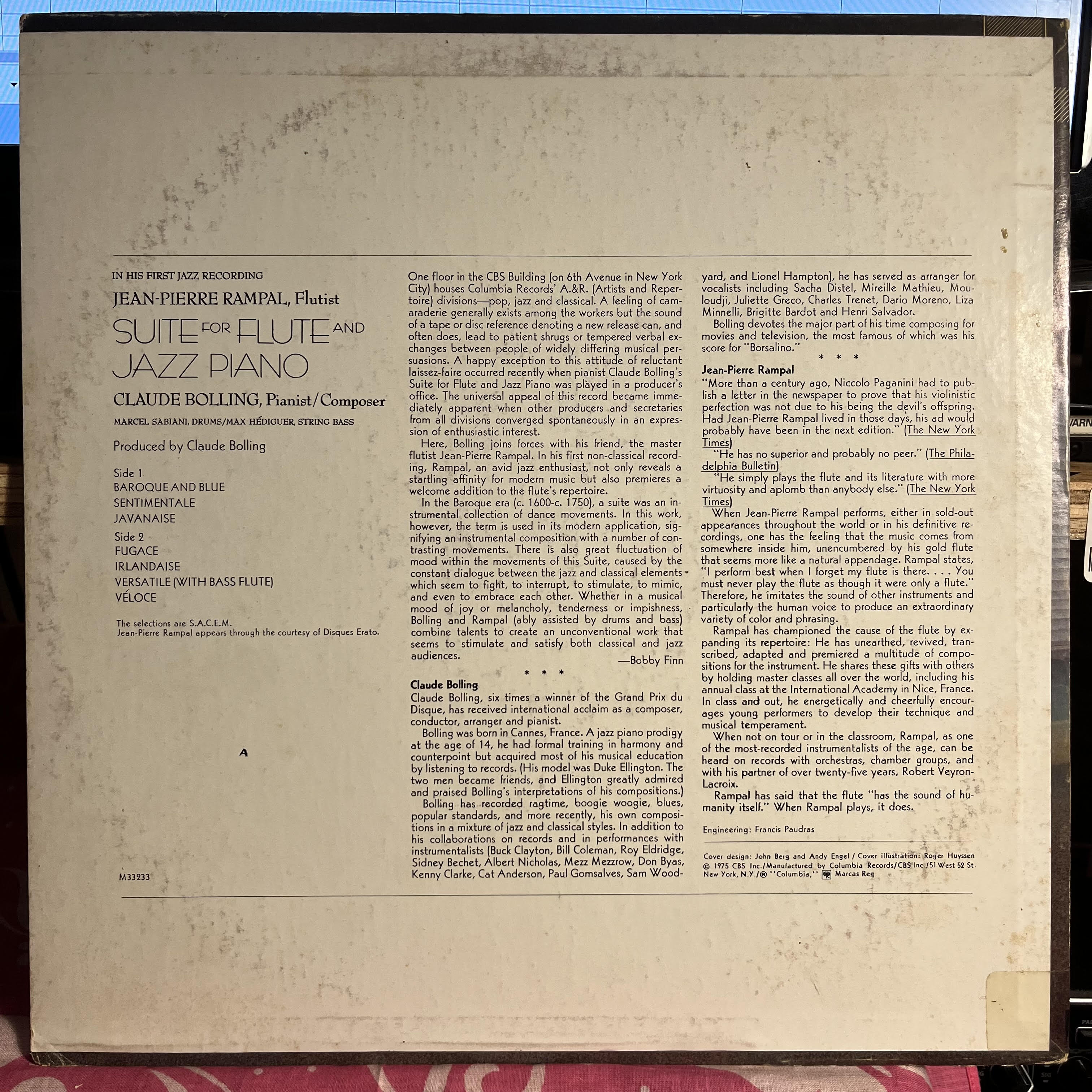 Jean-Pierre Rampal - Suite For Flute And Jazz Piano *TERRE HAUTE* | Near Mint (NM) Very Good Plus (VG+)