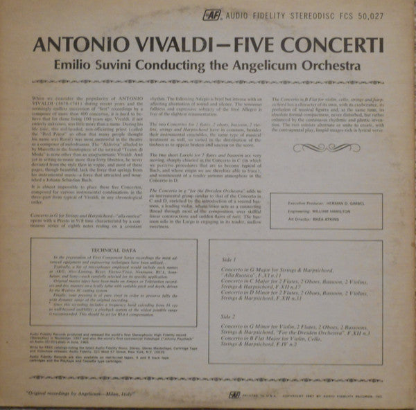 Antonio Vivaldi - Five Concerti | Near Mint (NM) Excellent (EX)