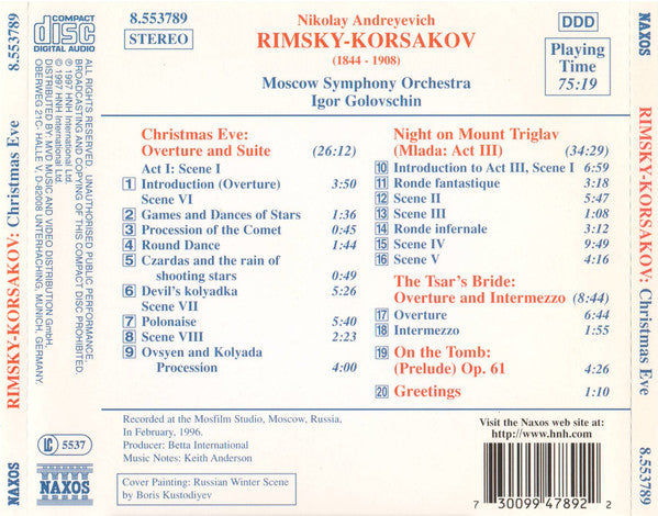 Nikolai Rimsky-Korsakov - Christmas Eve • Night On Mount Triglav (CD) | Near Mint (NM or M-)