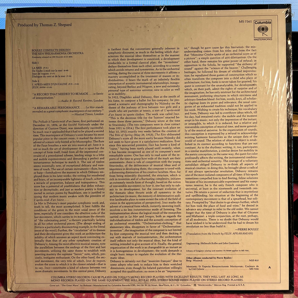 Pierre Boulez - La Mer - L'Après Midi D'un Faune - Jeux *SHRINK* | Near Mint (NM) Near Mint (NM)