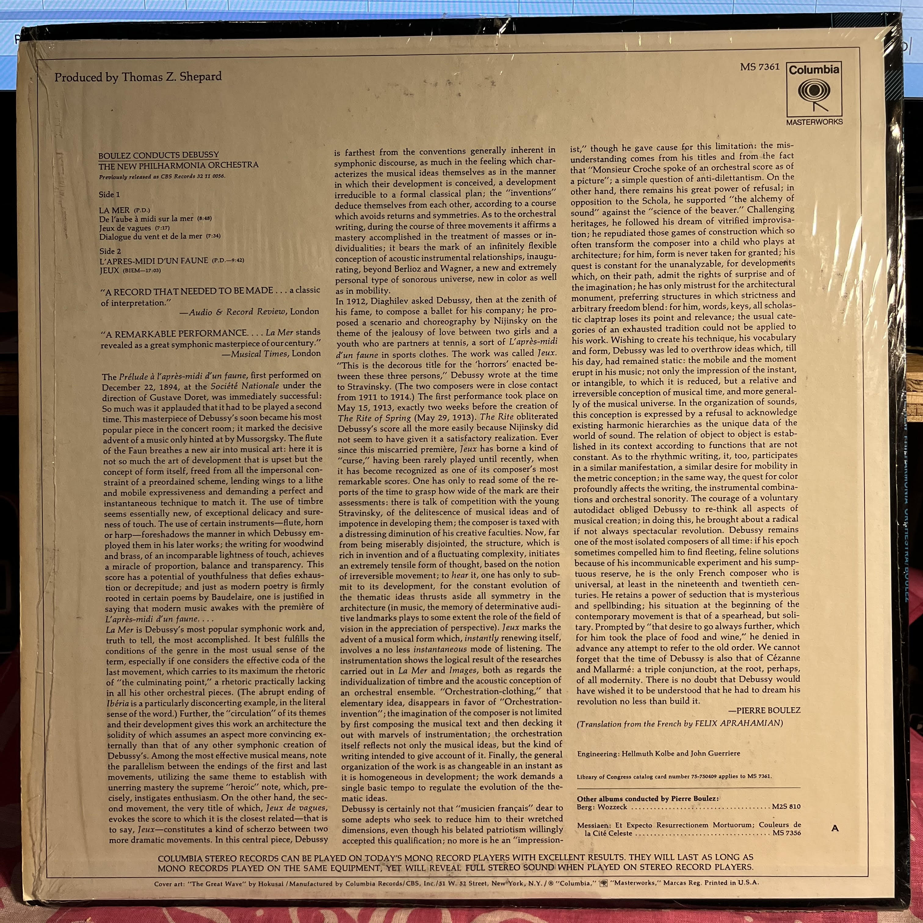 Pierre Boulez - La Mer - L'Après Midi D'un Faune - Jeux *SHRINK* | Near Mint (NM) Near Mint (NM)