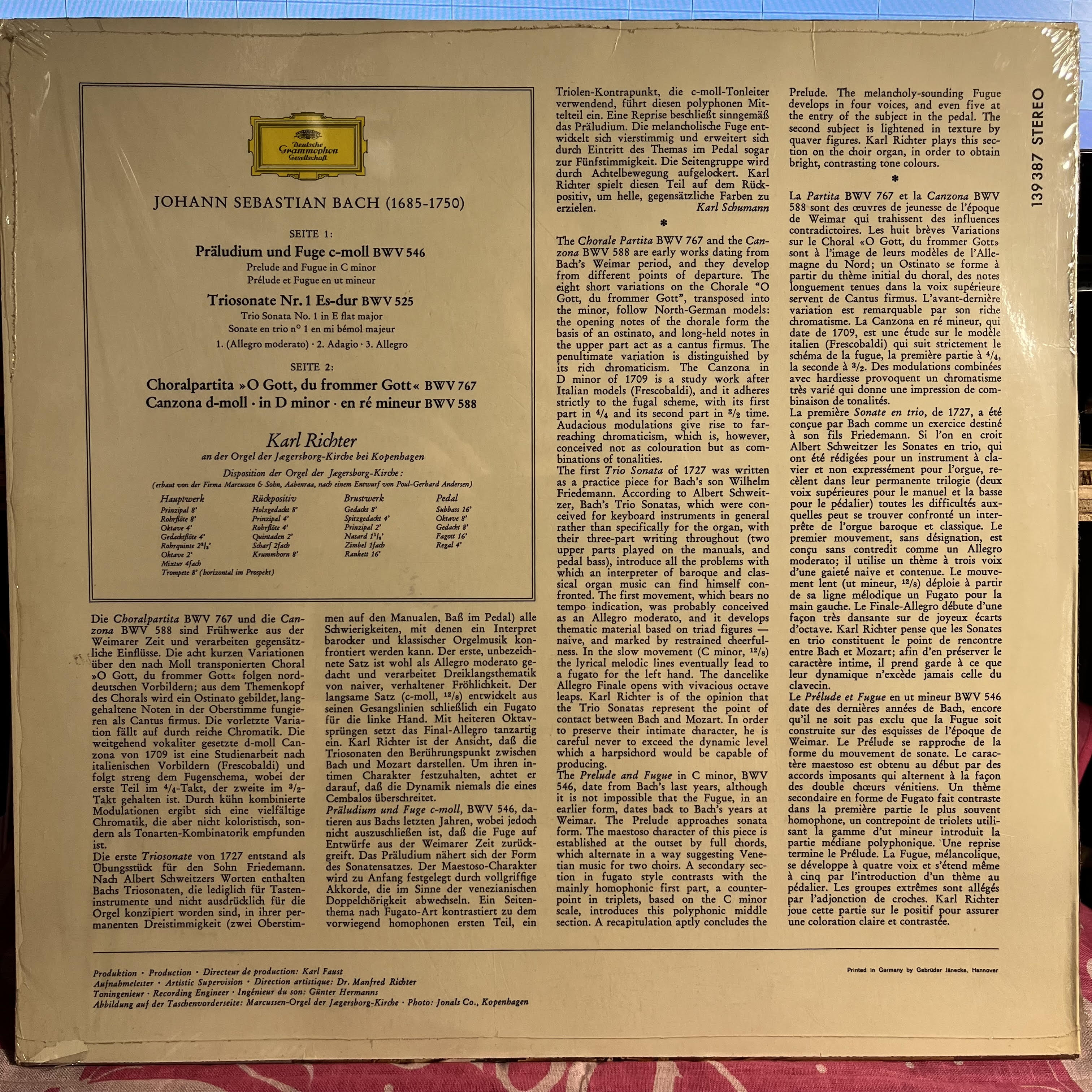 Johann Sebastian Bach - Orgelwerke = Organ Works = Œuvres Pour Orgue (Vol. 3) *SHRINK/GERMANY* | Near Mint (NM) Near Mint (NM)