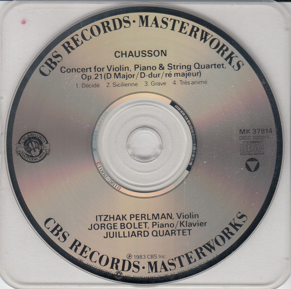 Ernest Chausson - Concert For Violin, Piano And String Quartet (CD) | Near Mint (NM) Near Mint (NM)