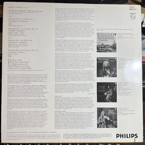 Antonio Vivaldi - Die Vier Jahreszeiten = Le Quattro Stagioni (VINYL) | Near Mint (NM or M-) Excellent (EX)
