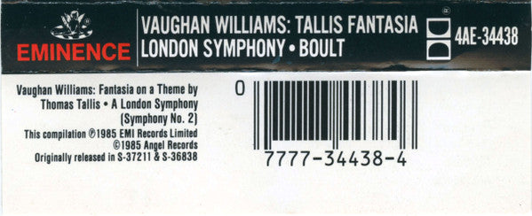 Ralph Vaughan Williams - Fantasia On A Theme By Thomas Tallis • A London Symphony (Symphony No. 2) (CASS) | Near Mint (NM) Near Mint (NM)