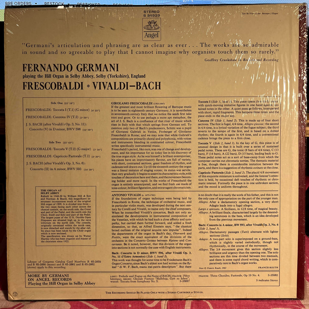 Girolamo Frescobaldi - Organ Recital At Selby Abbey, Yorkshire [No.3] *SHRINK* | Near Mint (NM) Near Mint (NM)