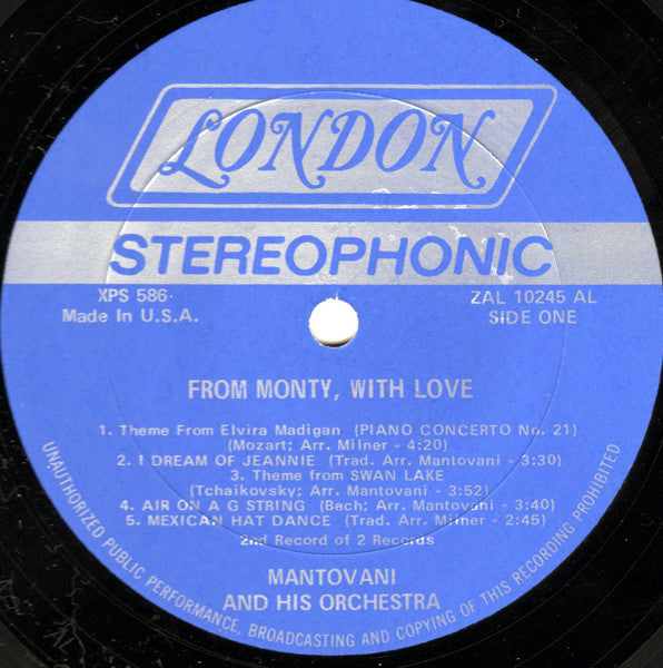 Mantovani And His Orchestra - From Monty, With Love | Near Mint (NM) Excellent (EX)